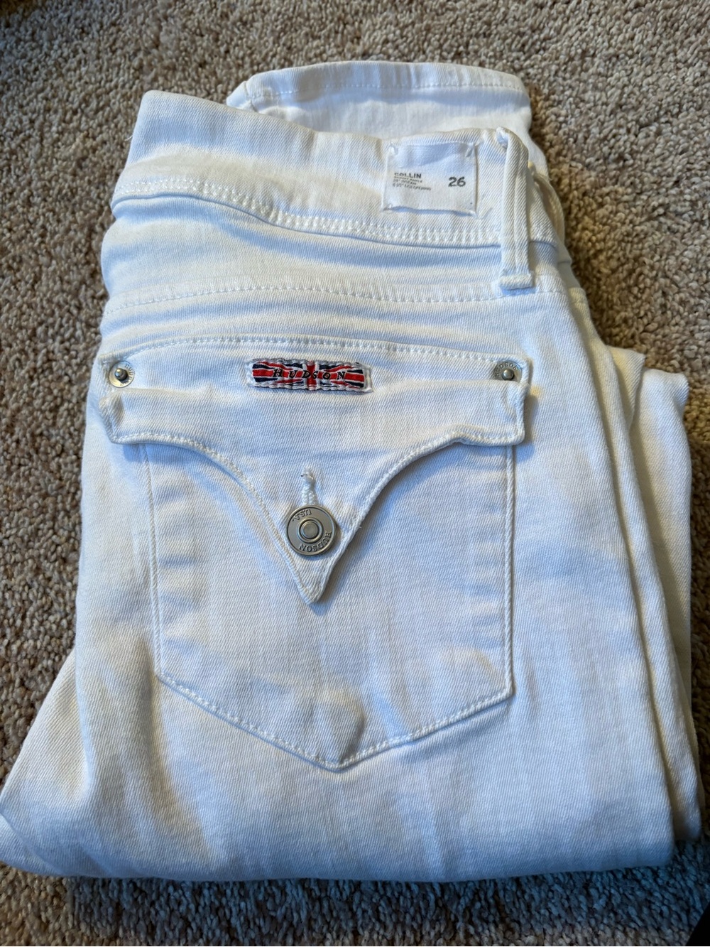 Hudson Jeans White Skinny with Branded Back Flap